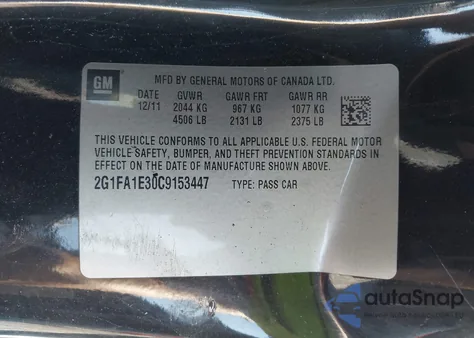 2012 Chevrolet Camaro 2Ls from USA, damaged, VIN 2G1FA1E30C9153447